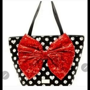 RARE Htf Betsey johnson polka dot huge sequin bow bag